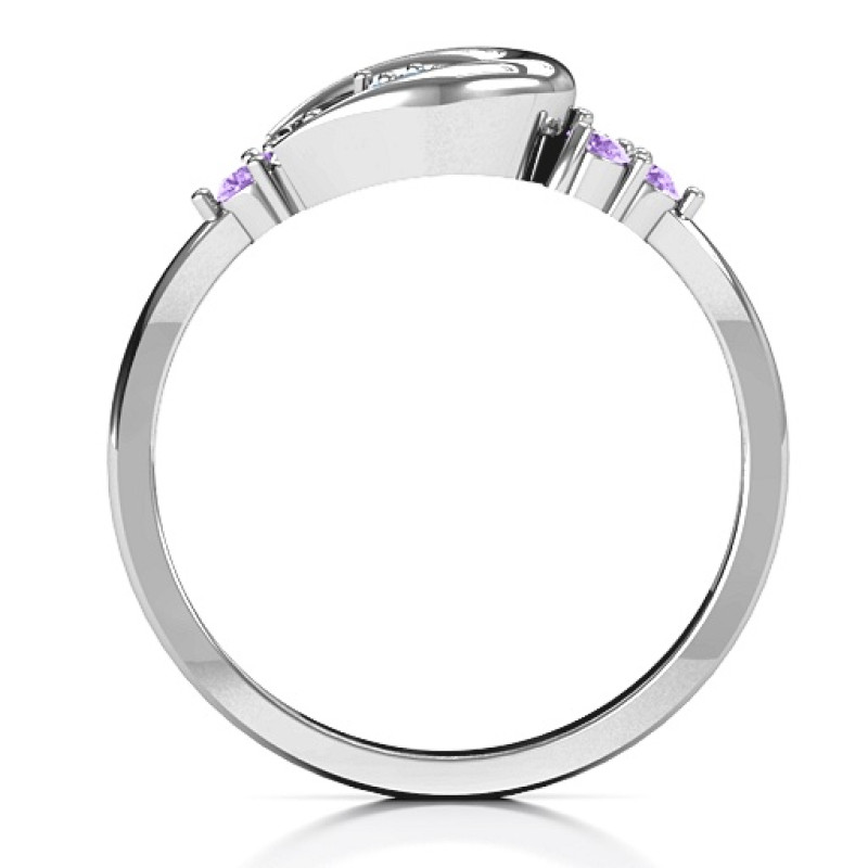 Beautiful Night Moon and Star Birthstone Ring Beautiful Night Ring with moon, star and round accent stones