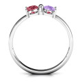 Beauty and the Bow Ring with heart-shaped stones arranged as a bow