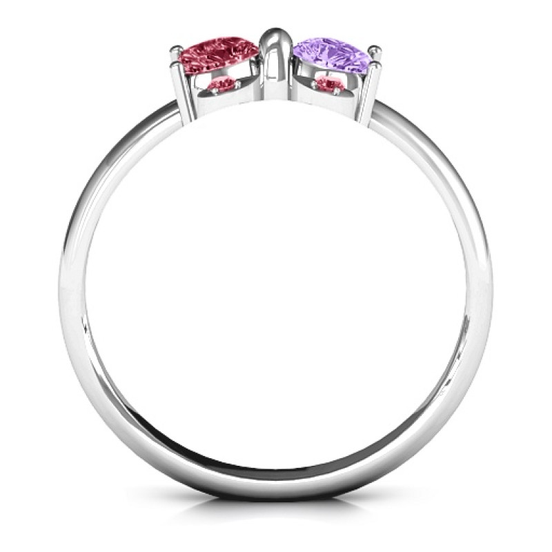 Beauty and the Bow Ring with heart-shaped stones arranged as a bow