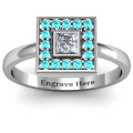 Bezel Princess Stone Ring with Channel Accents Bezel princess stone ring with channel accents