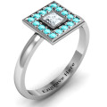 Bezel Princess Stone Ring with Channel Accents Bezel princess stone ring with channel accents