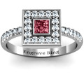 Custom Bezel Princess Stone Channel Accent Ring Bezel princess stone ring with channel accents in the band