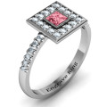 Custom Bezel Princess Stone Channel Accent Ring Bezel princess stone ring with channel accents in the band