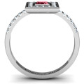 Custom Bezel Princess Stone Channel Accent Ring Bezel princess stone ring with channel accents in the band