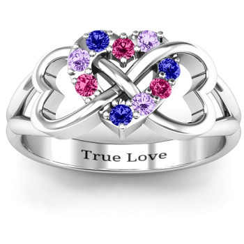 Birthstone Triple Heart Infinity Ring Birthstone Triple Heart Infinity Ring