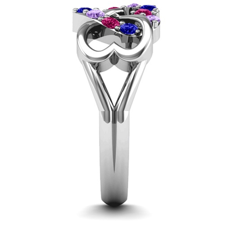 Birthstone Triple Heart Infinity Ring product view