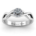 Braided Floral Cluster Ring with centre stone and braided band