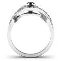 Side view of braided floral cluster ring with stone-set band