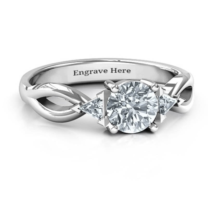 Braided Shank Ring with Trillian Accents Braided shank ring with a round centre stone and triangle accents