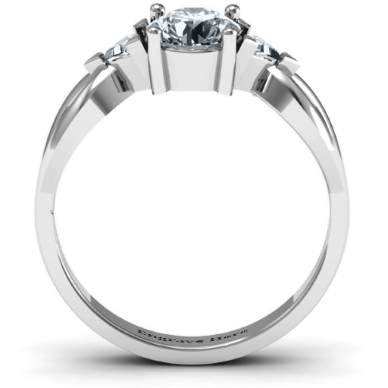 Braided Shank Ring with Trillian Accents Braided shank ring with a round centre stone and triangle accents
