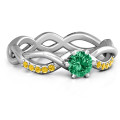 Braided Shank Round Stone Ring with Accent Weaves Braided shank round stone ring with accent weaves