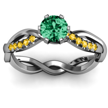 Braided Shank Round Stone Ring with Accent Weaves Braided Shank Round Stone Ring with Accent Weaves
