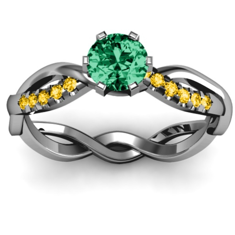 Braided Shank Round Stone Ring with Accent Weaves Braided shank round stone ring with accent weaves