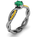 Braided Shank Round Stone Ring with Accent Weaves Braided shank round stone ring with accent weaves