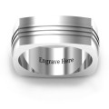 Bridge grooved square-shaped men's ring gallery view