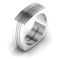 Bridge grooved square-shaped men's ring gallery view