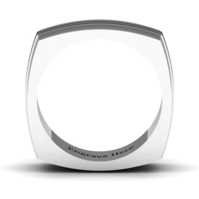 Bridge grooved square-shaped men's ring gallery view