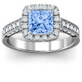 Princess-cut ring with profile accent stones