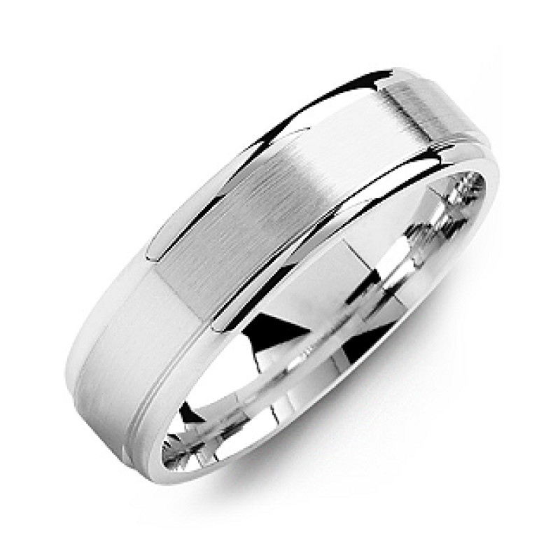 Brushed centre men's ring with polished edges