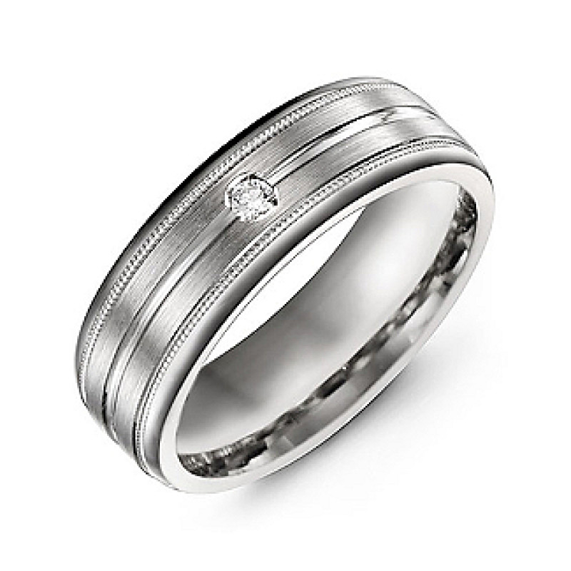 Brushed Layer Men's Ring with Milgrain Edges Showroom image for the Brushed Layer Men's Ring with Milgrain Edges