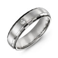 Brushed men's gemstone ring with baguette-cut edges