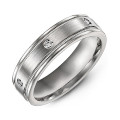 Brushed milgrain men's ring with three round gemstone accents