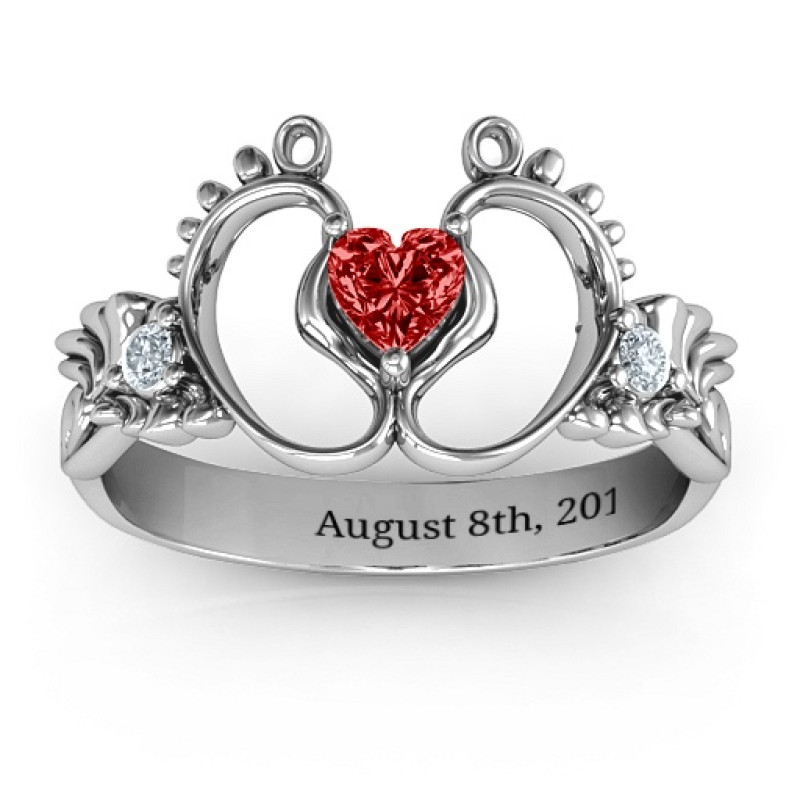 Bundle of Joy Baby Foot Ring Bundle of Joy baby foot birthstone ring view