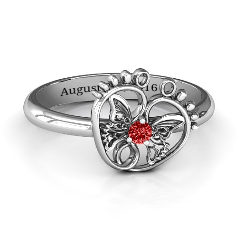 Butterfly Baby Foot Ring Butterfly Baby Foot Ring with birthstone detail