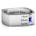 Cache square-shaped men's ring with three gemstones