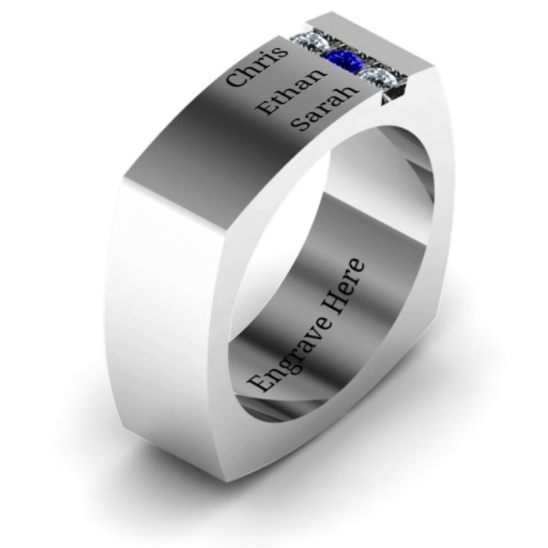 Cache square-shaped gemstone men's ring detail