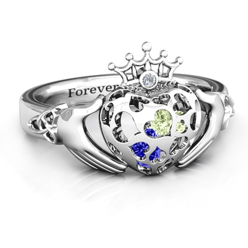 Caged Hearts Claddagh Ring Caged Hearts Claddagh Ring with a three-dimensional heart cage