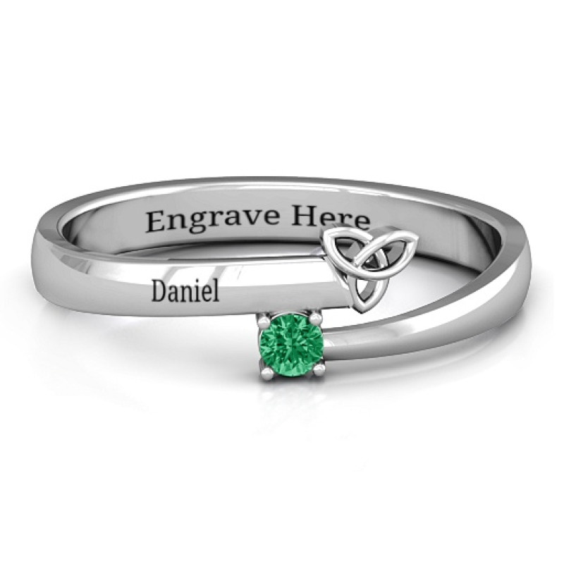 Celtic Solitaire Bypass Ring Celtic Solitaire Bypass Ring with a round gemstone and Celtic detail
