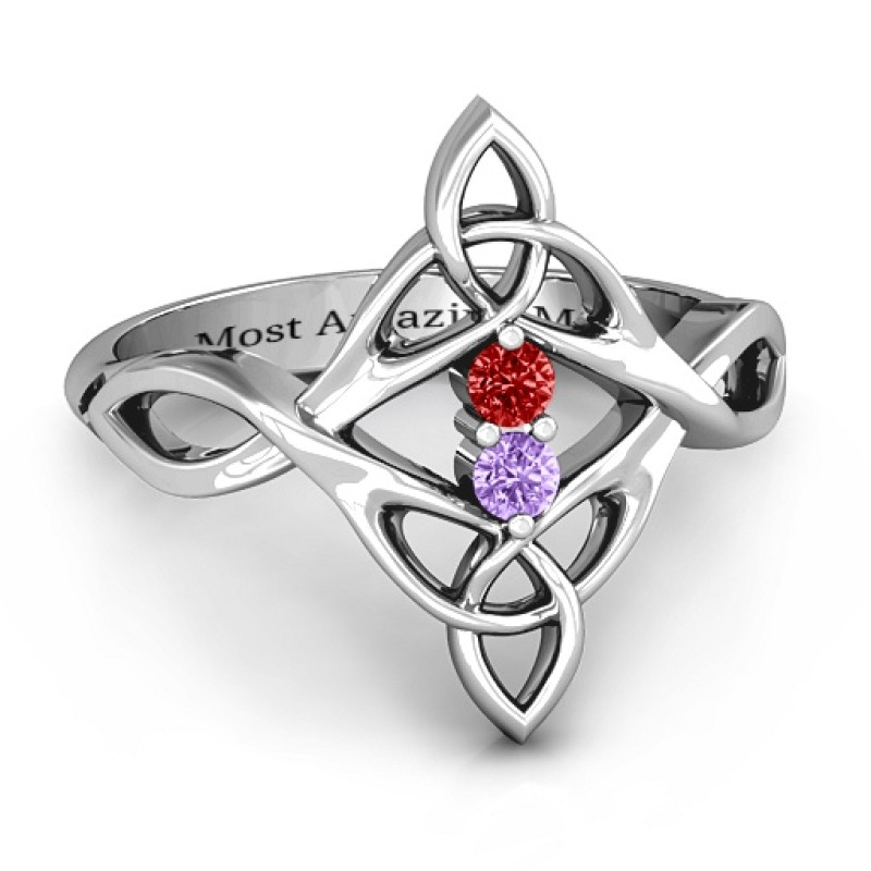 Celtic Sparkle Ring with Interwoven Infinity Band Celtic sparkle ring with interwoven infinity band and two round stones