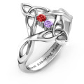Celtic Sparkle Ring with Interwoven Infinity Band Celtic Trinity Knot ring with two round stone settings