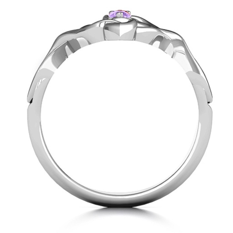 Celtic Sparkle Ring with Interwoven Infinity Band Personalised Celtic sparkle ring detail