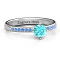 Centre Round Stone Ring with Twin Accent Rows Centre round stone ring with twin accent rows
