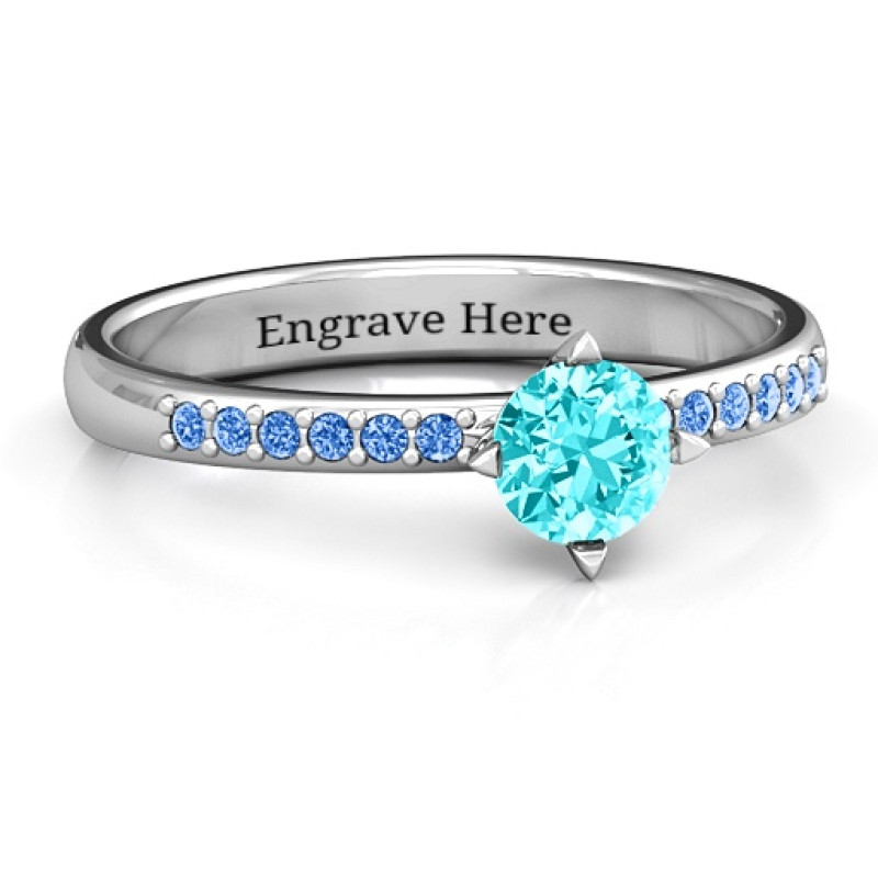 Centre Round Stone Ring with Twin Accent Rows Centre round stone ring with twin accent rows