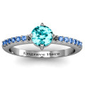 Centre Round Stone Ring with Twin Accent Rows Centre round stone ring with twin accent rows product view