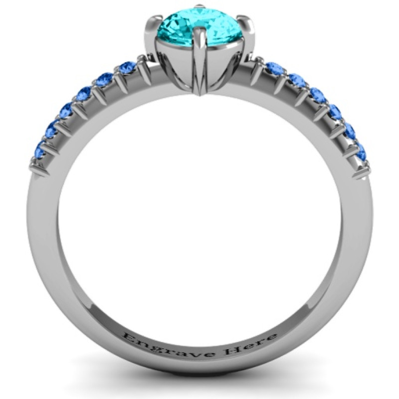 Centre Round Stone Ring with Twin Accent Rows Centre round stone ring with twin accent rows product view