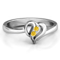 Centre Weave Fashion Heart Ring with two round stones