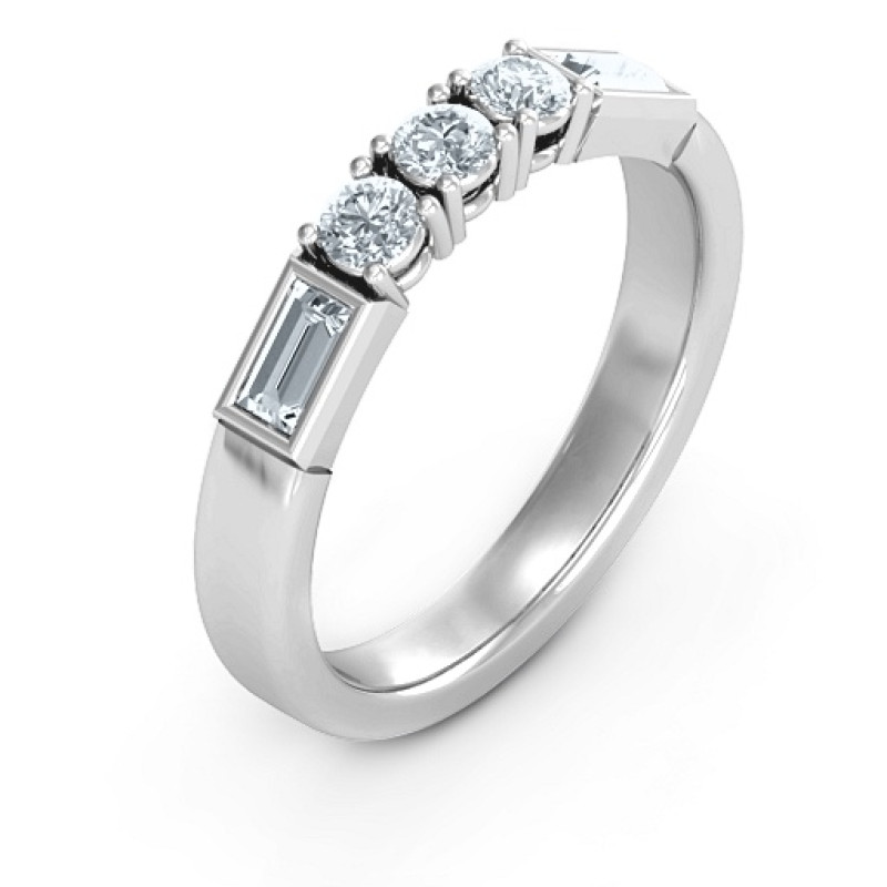 Charmed by Love Ring with round stones and baguette accents