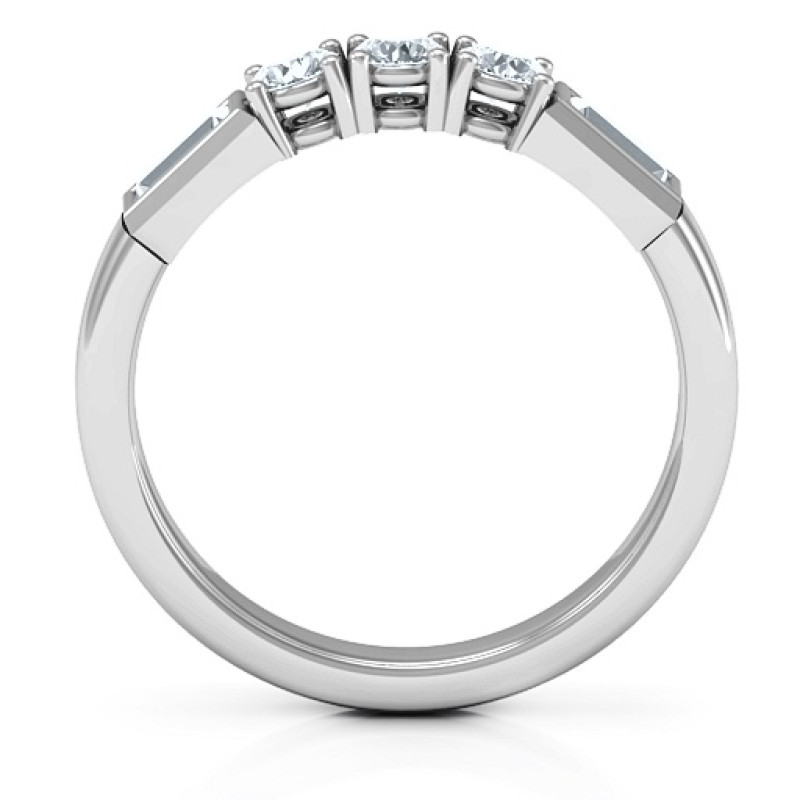 Charmed by Love Ring with round stones and baguette accents