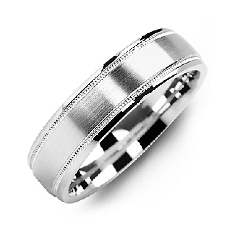 Classic Brush Milgrain men's ring