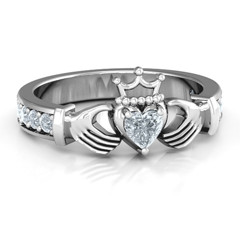 Classic Claddagh Heart-Cut Ring with Accent Stones Classic Claddagh heart-cut ring with accent stones