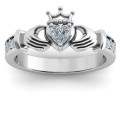 Classic Claddagh Heart-Cut Ring with Accent Stones Classic Claddagh heart-cut ring with accent stones