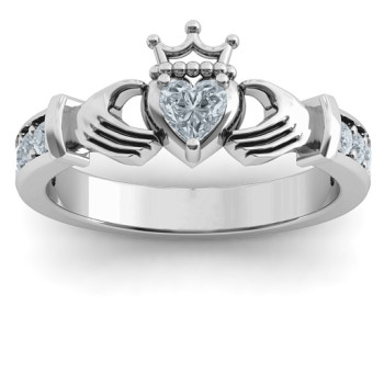 Classic Claddagh Heart Cut Ring with Accents Classic Claddagh Heart Cut Ring with Accents