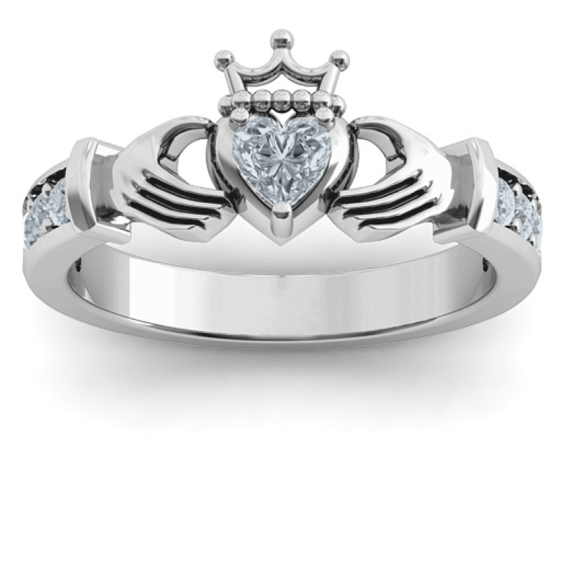 Classic Claddagh Heart-Cut Ring with Accent Stones Classic Claddagh heart-cut ring with accent stones