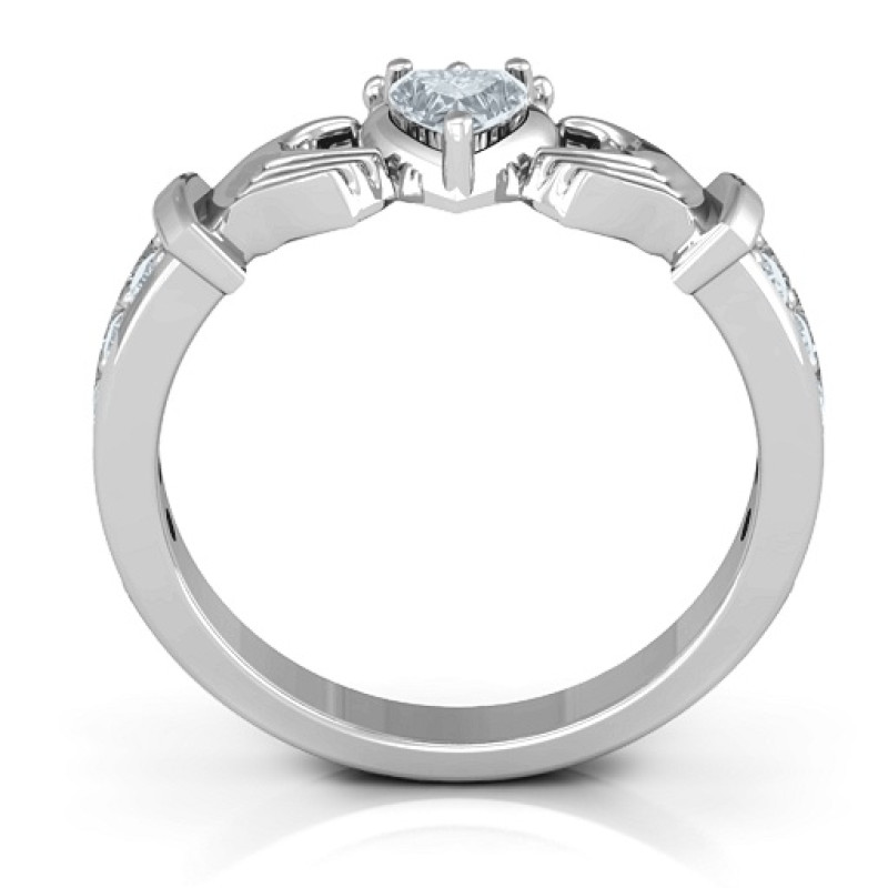Classic Claddagh Heart-Cut Ring with Accent Stones Classic Claddagh heart-cut ring with accent stones