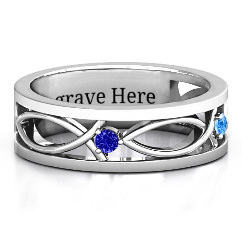 Classic fish men's ring with three fish and two round stones
