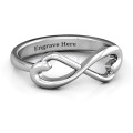 Classic Hearts Infinity Ring with two hearts and infinity symbol